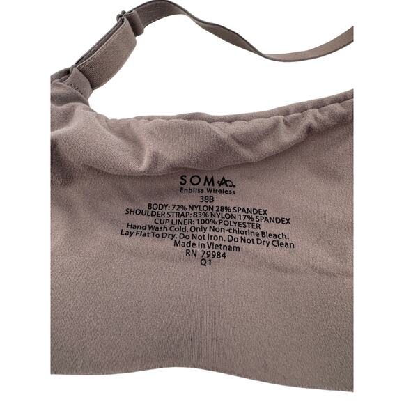 Soma Women's Enbliss Wireless Adjustable Back Closure‎ T-Shirt Bra Size 38B - Picture 6 of 7